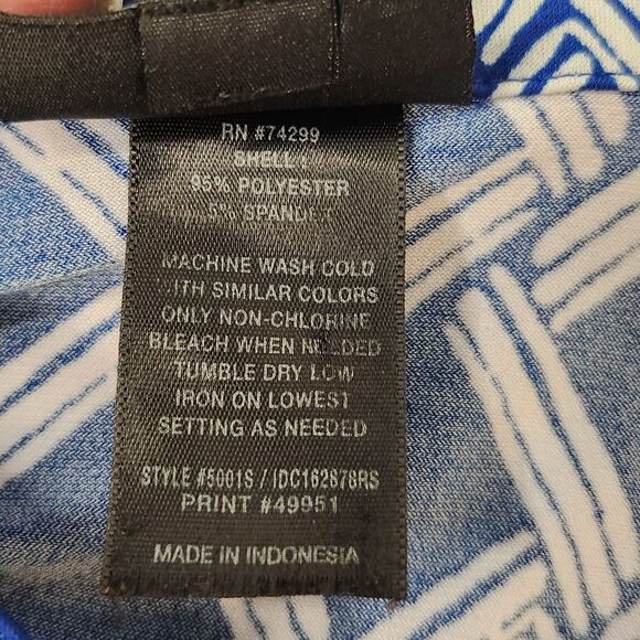 EnFocus Studio Blue & White Geometric print Soft‎ pull over V neck Dress Size 10 - Picture 5 of 7